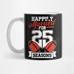 Married For 25 Years American Football Couple Gift Mug